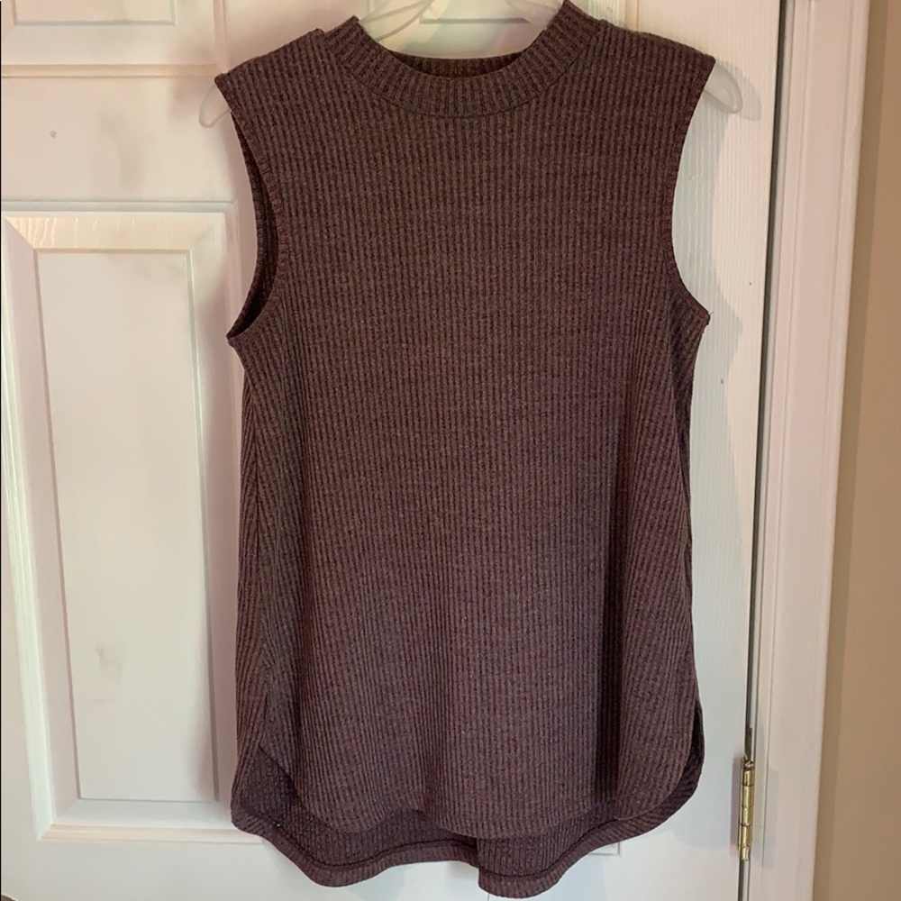 Wild Blue High Neck Open Back Sweater Tank Top